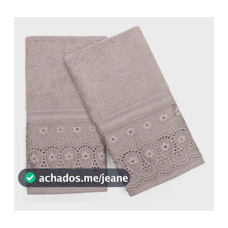 Kit 2 Toalhas Lavabo Social Buettner 30x50cm Algodão Egípcio Renda Renascença Cor Bege