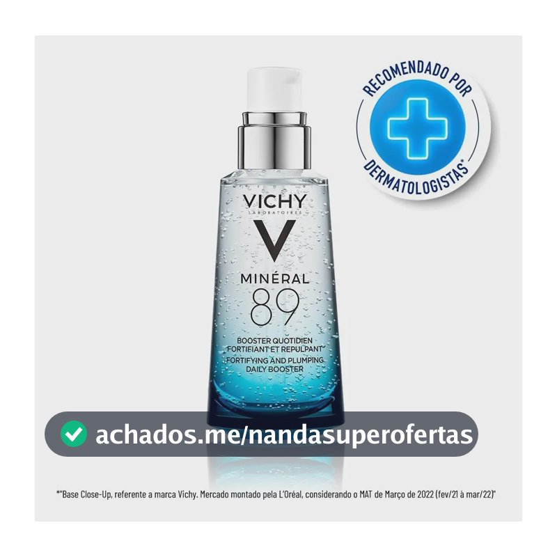 Sérum Facial Hidratante com Ácido Hialurônico e Minerais, Fortalece e Hidrata a Pele Textura Gel Absorção Rápida, Minéral 89 Vichy 50ml