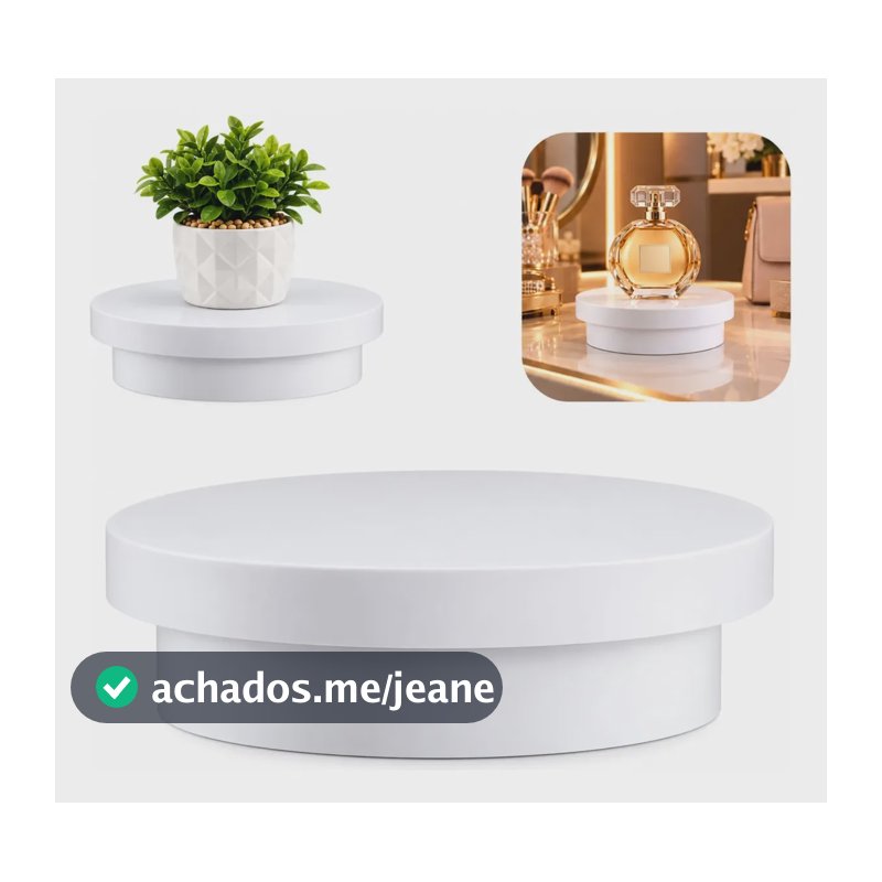 Base Rotativa Vitrine Expositor Produtos 360 Usb Eletrico Branco