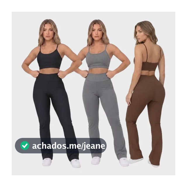 Kit 3 Conjunto Academia Calça Legging E Top Roupa Feminina Preto-mescla-marrom M