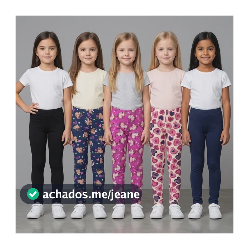 Kit 5 Calças Legging Menina Infantil Conforto Sortido Cotton Sortido 10