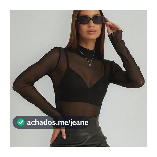 Blusa Tule Transparente Feminina Segunda Pele Manga Longa