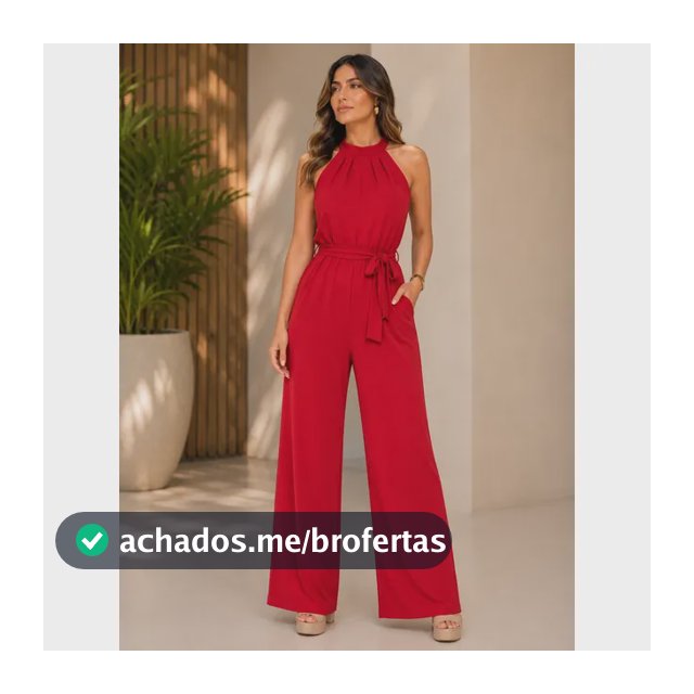 Macacão Longo Sofisticado Básico C Bolso Ajustável Pantalona