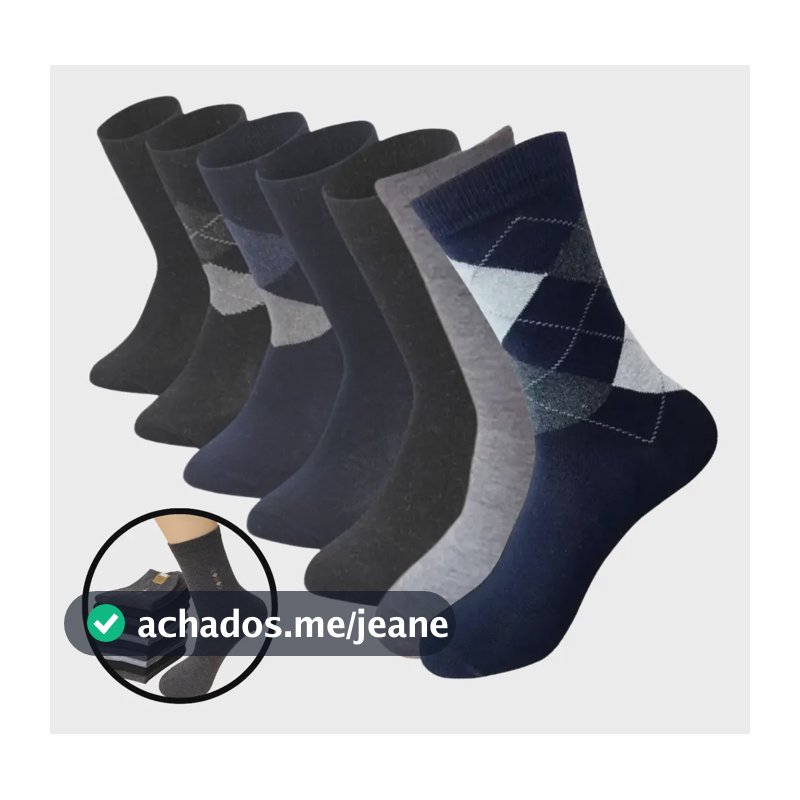 12 Pares Meia Social Masculina Cano Longo Grossa Conforto Sortidos Único (36 Ao 44)