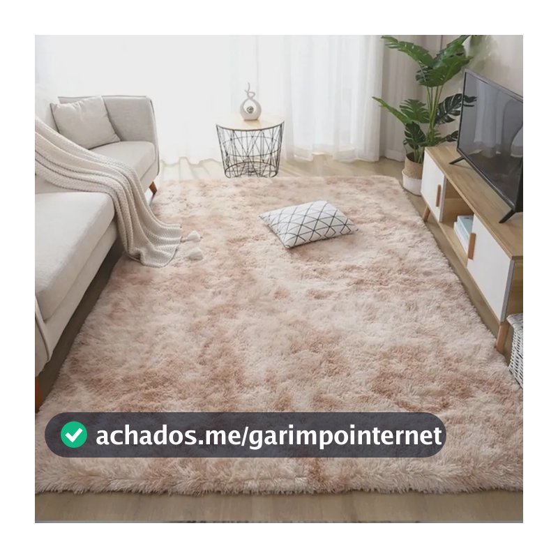 Tapete 2.00x1.50 Casa Laura Enxovais Shaggy Felpudo Para Quarto Sala Luxo Bege Mesclado