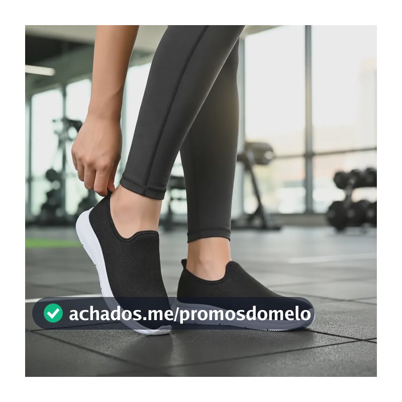 Tênis Feminino Meia S/ Cadarço Slip On Fácil Calçar Academia Preto 37,0 Br