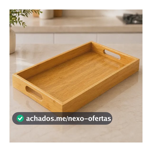 Bandeja Bambu Café Da Manhã Alça Decoração Grande 35x22cm Bambu
