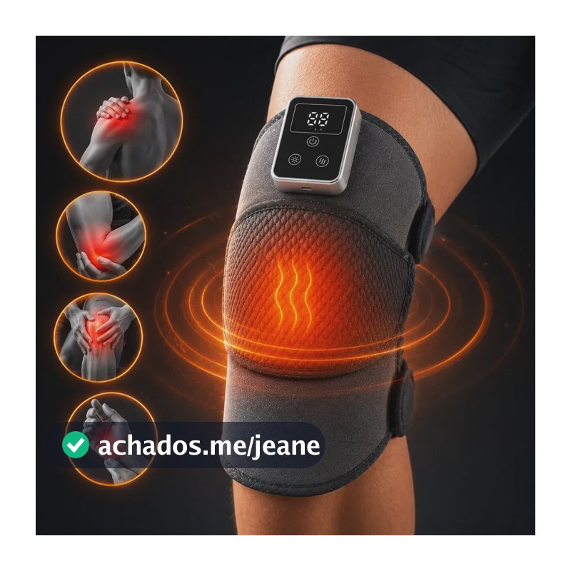 Massageadora Joelho Ombro Cotovelo Alivia Dor Recarregável Preto/cinza - Recarregável 3 Em 1 Com Aquecimento Termico Joelheira De Tamanha Unico
