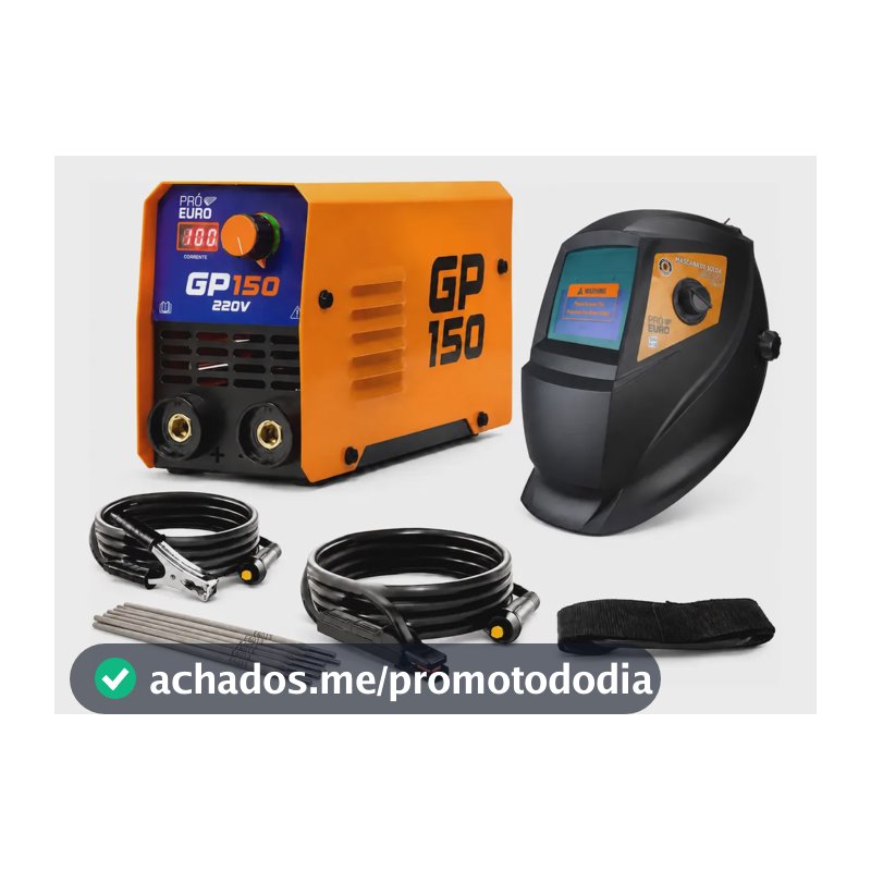 Kit Inversora De Solda Gp-150 + Máscara Pró Euro Amarelo