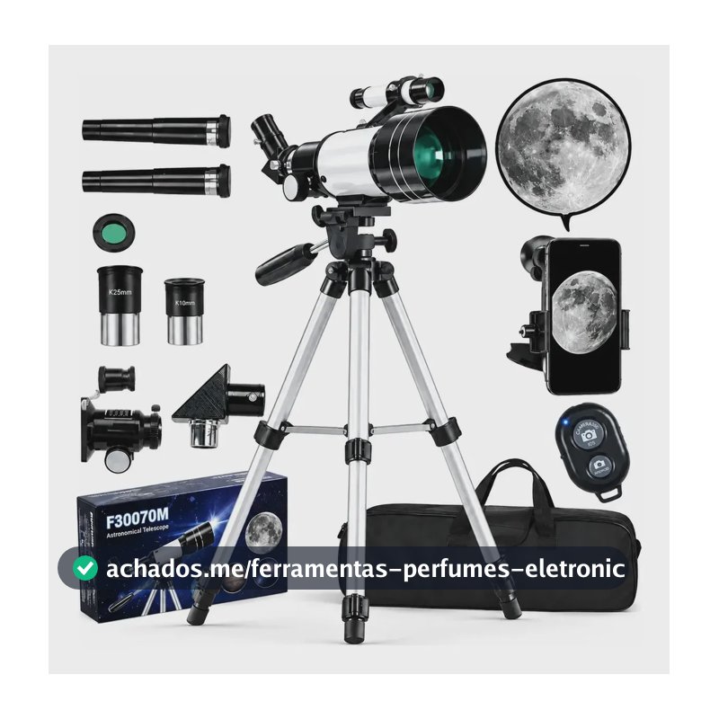 Telescópio Astronômico 70mm Com Tripé F300 70m F30070m Ultra Cinza