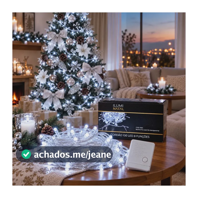 Cordão Pisca Pisca Lph 10m 100 Leds Fio Transparente 8 Funções P/ Árvore Natal Luz Decoração Cor Das Luzes Branco Frio 110