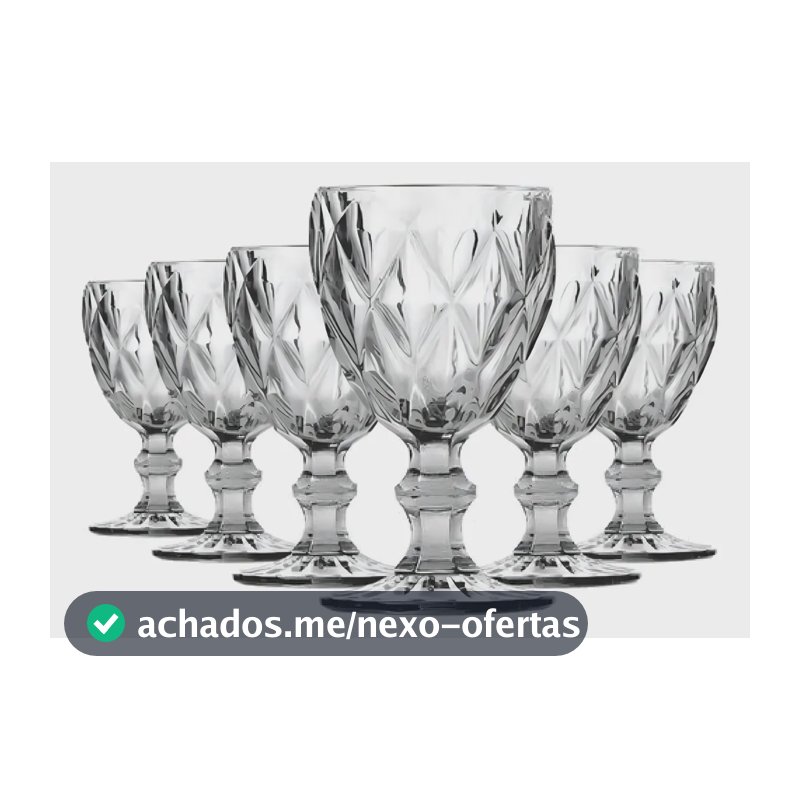 Jogo De Taças Bela Flor Vidro Diamond 330ml C/6 Incolor Lava-louças
