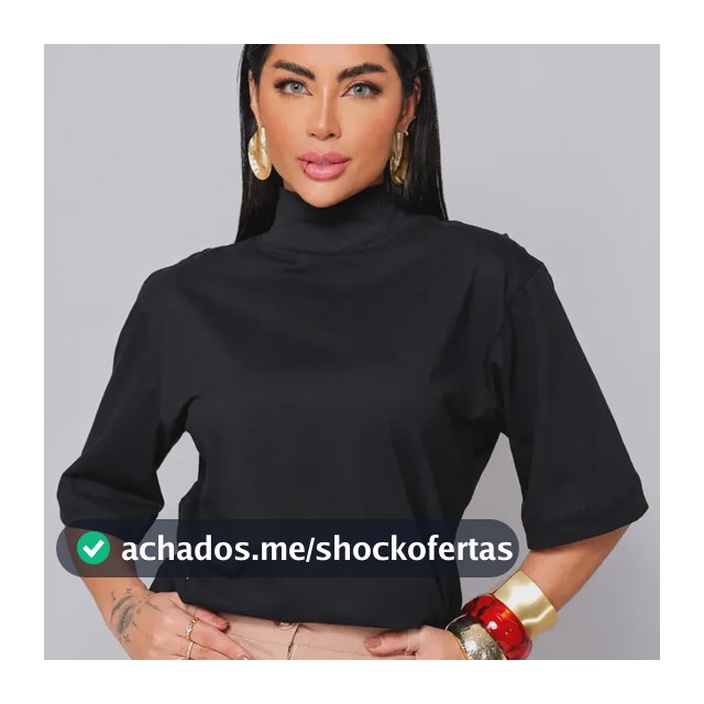 T-shirt Feminina Gola Alta Manga 3/4
