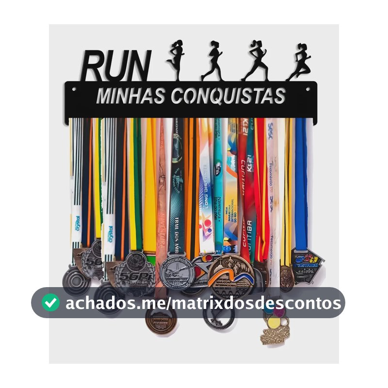 Porta Medalhas Corrida De Rua Feminino Até 60 Medalhas Preto