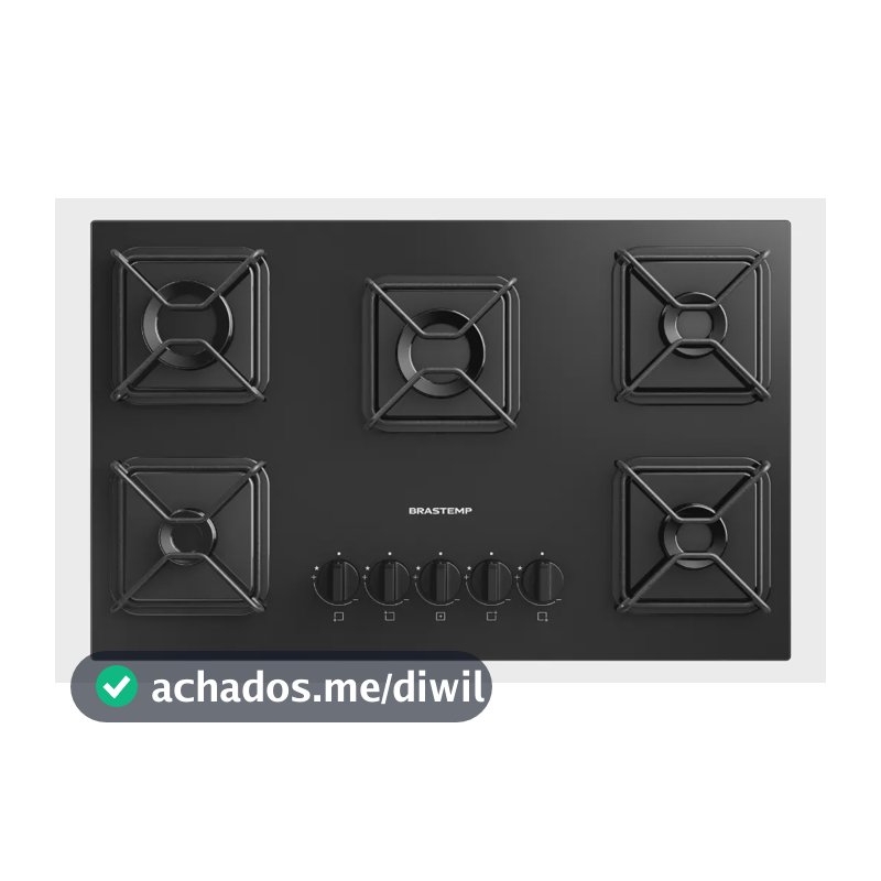 Cooktop 5 Bocas a Gás Brastemp com Grades de Ferro Aramado e Chama Simmer - BDD75BE