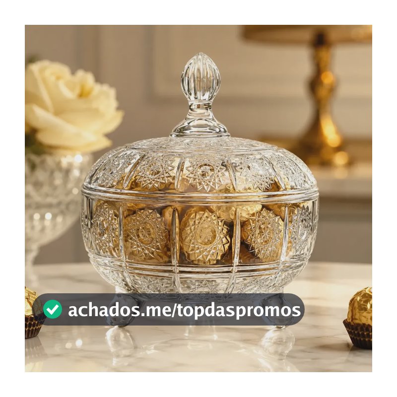 Bomboniere De Vidro Lapidado Com Tampa 630ml Elegante Baleir Transparente
