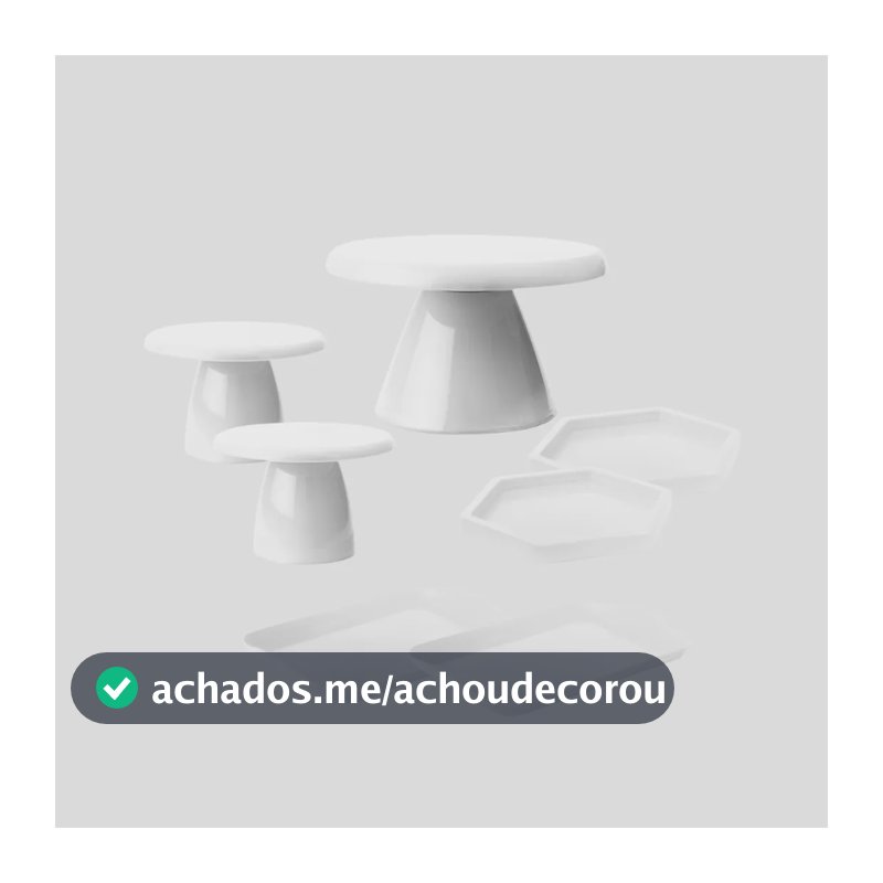 Kit 1 Boleira Slim , 2 Mini Cake, 2 Band 20x13, 2 Sextavada Branco