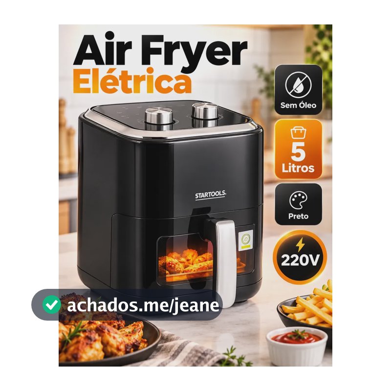 Fritadeira Elétrica Sem Óleo Air Fryer Preto 220v 5 Litros Preto 220v