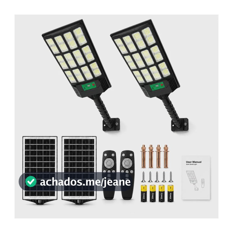 Kit 2 Luminaria Poste Solar 2200w Potente Com Sensor