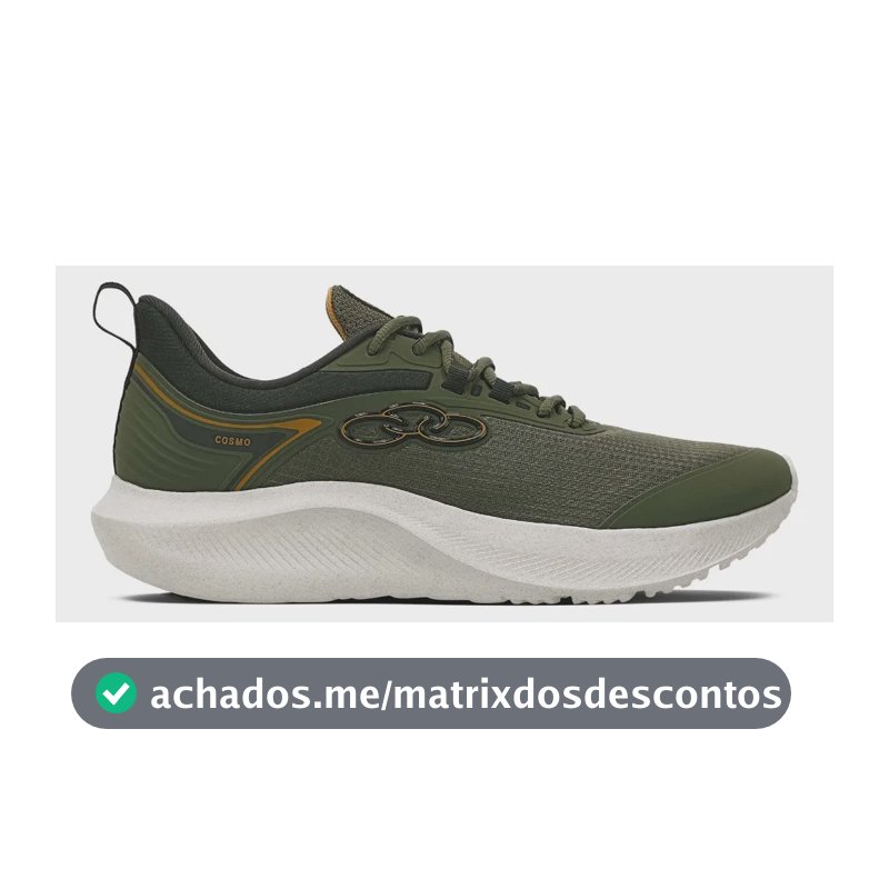 Tênis Masculino Cosmo Olympikus Verde Militar Liso 44 Br