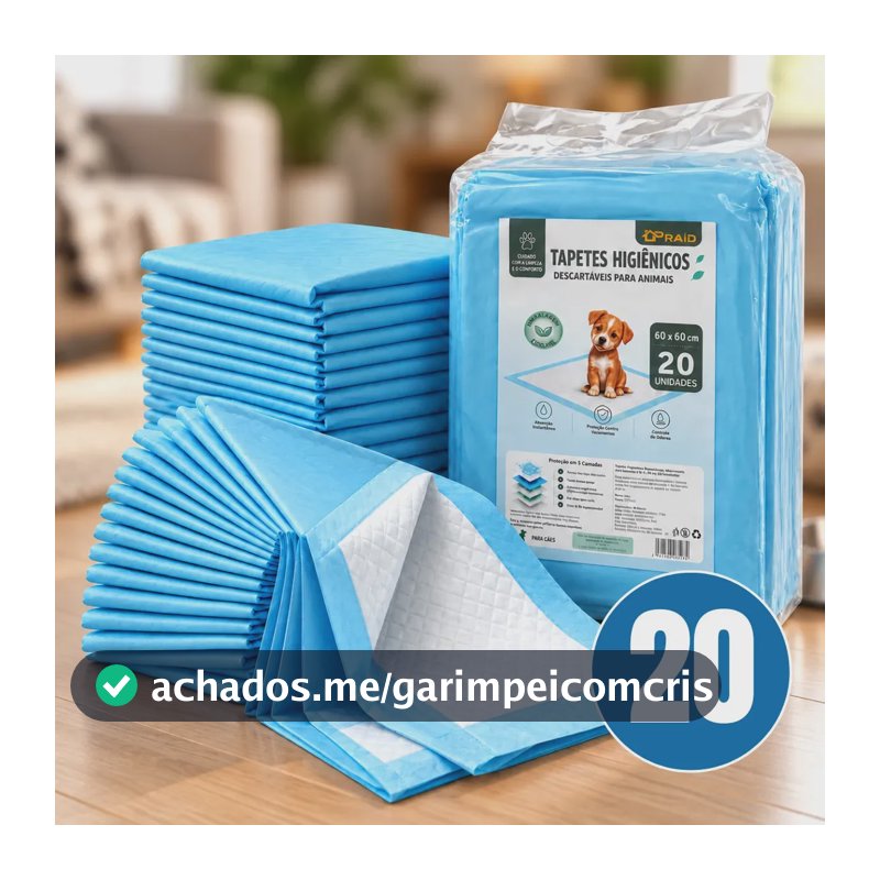 Tapete Higiênico Para Cachorro Descartável Alta Absorção 60x60 20 Unidades Secagem Rápida Cão Proteção Piso