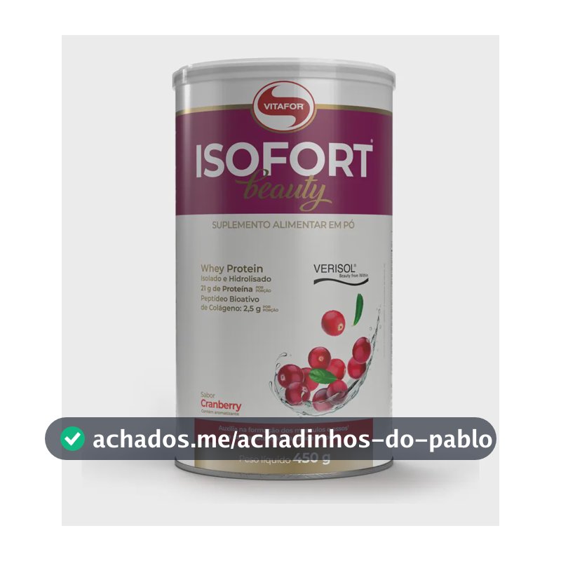 Whey Protein Vitafor Isofort Beauty Isolado e Hidrolisado Cranberry 450 g