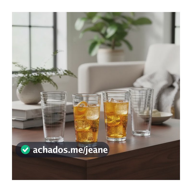 Jogos 6 Copos Transparente Tower Vidro 250 Ml Drinks Bebidas Transparente