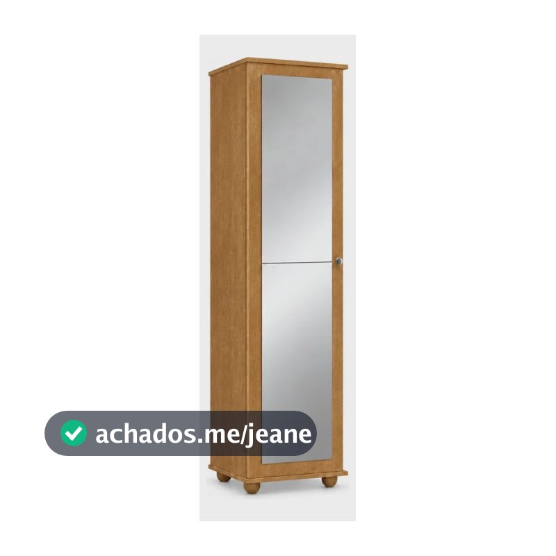 Armário Sapateira Multiuso J&A Móveis Marrie Com Espelho 1 Porta Nature