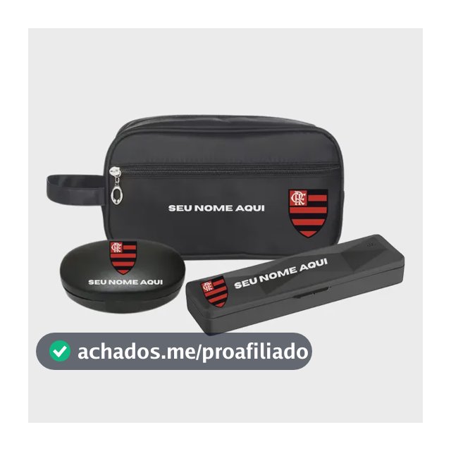 Kit Bolsa Necessaire Porta Escova Personalizada Time Nome Flamengo