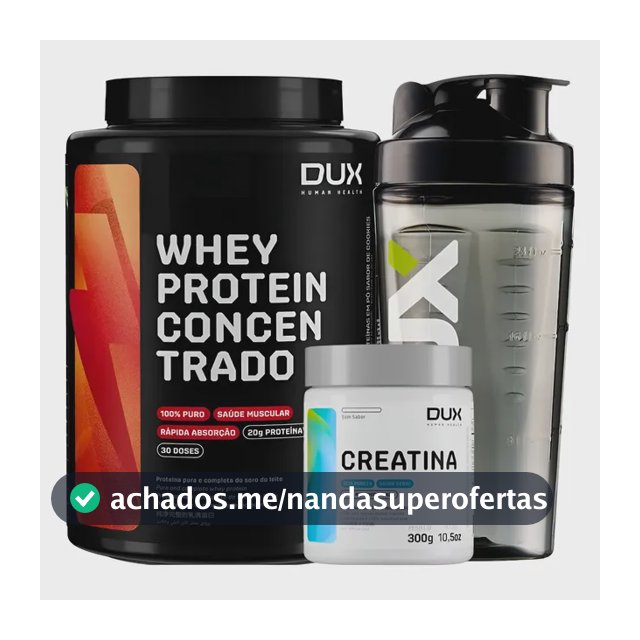 Whey Protein Concentrado Dux 900g + Creatina Monohidratada Chocolate Branco