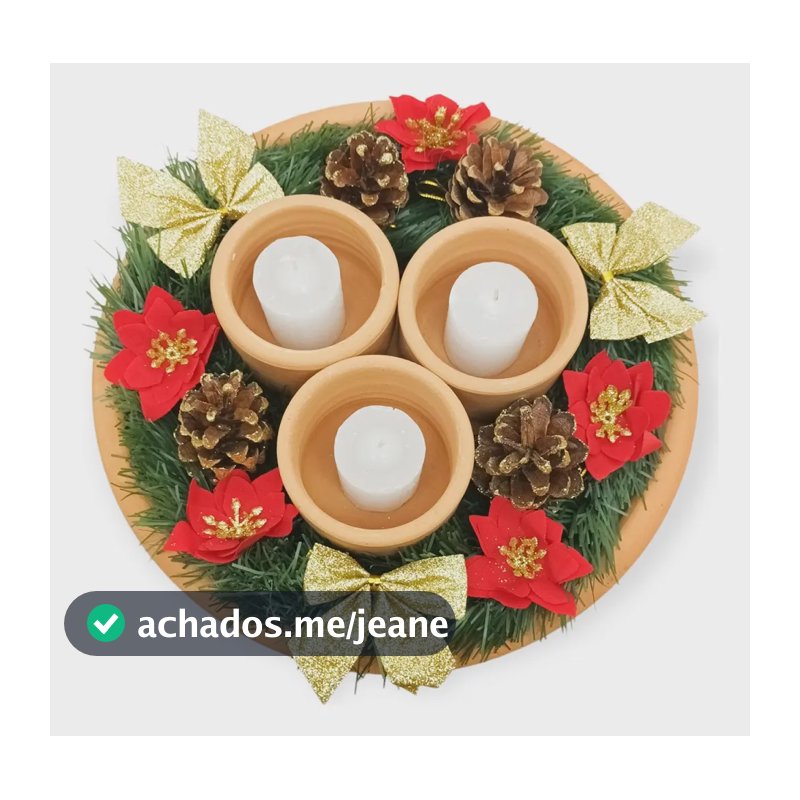 Enfeite De Natal Arranjo De Mesa Pinha Vela Castiçal Vermelho Natal Sem Fragrância