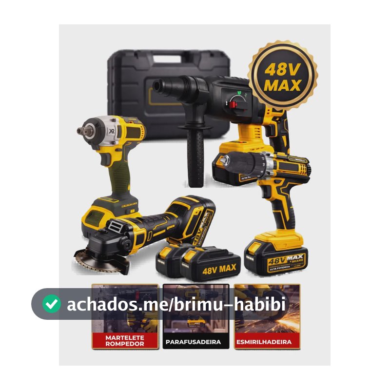 Kit Multi ferramentas 4 Em 1 48V Sem Fio Com 2 Baterias Com Maleta Alta Potência Uso Profissional Doméstico Hardline