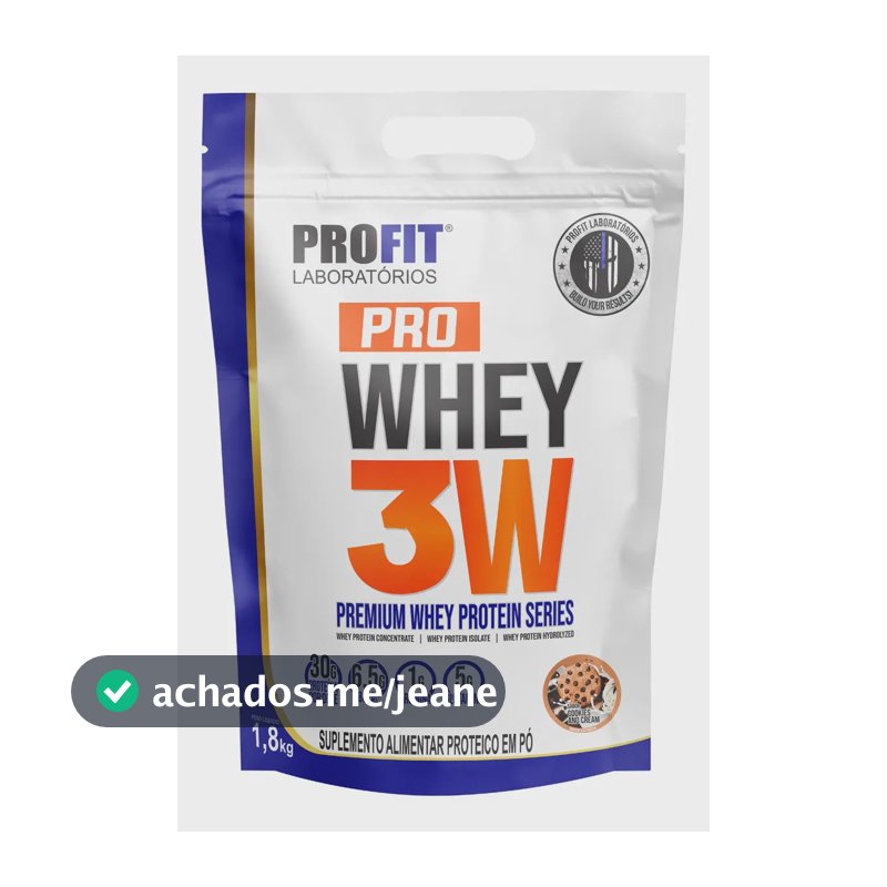 Whey Protein Isolado Concentrado 3w Premium 1,8kg - Profit Sabor Cookies And Cream
