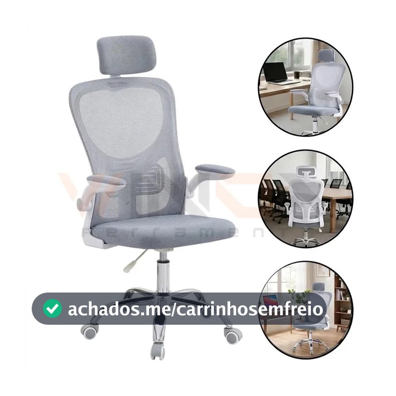 Cadeira para Computador e Escritório Giratória Ergonômica 150kg Branco-Acinzentado