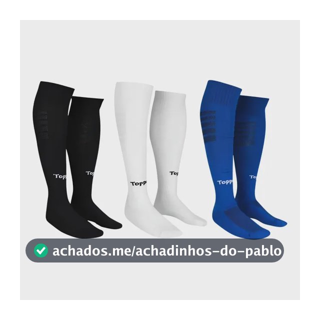 Kit 3 Pares Meião Futebol Infantil 29-32 Topper Cup Treino Preto/branco/azul 29/32
