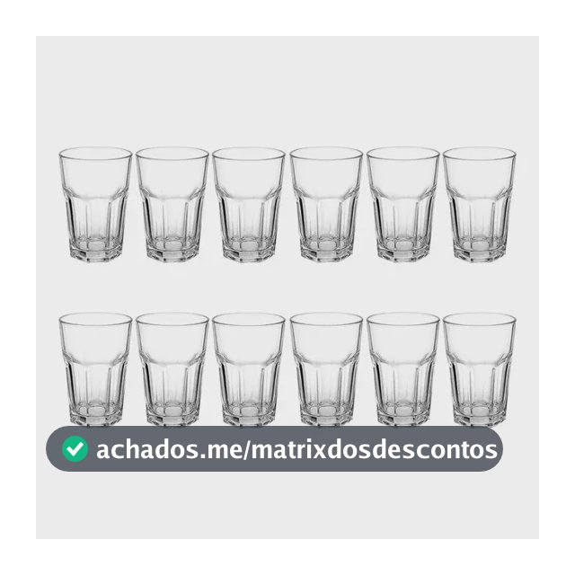 Jogo C/ 12 Copos De Vidro Grosso 340 Ml Resistente