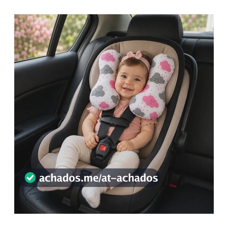 Travesseiro De Bebê Viagem Proteção Carro Cabeça Cor Nuvem Rosa