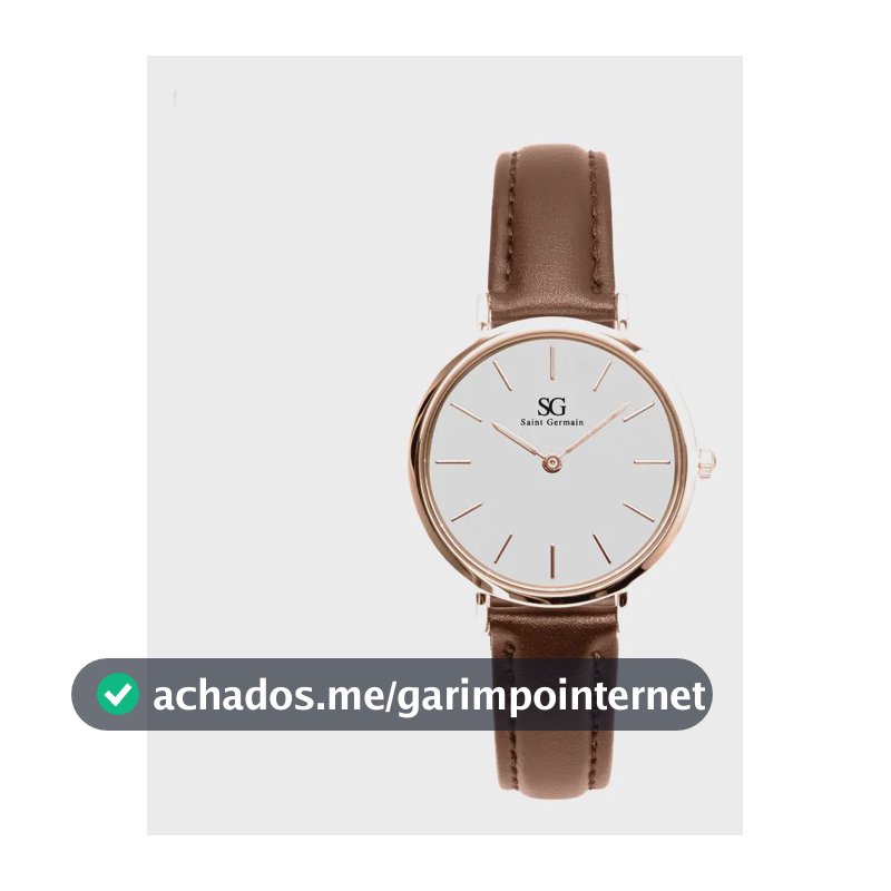 Relógio Feminino de Couro Marrom Saint Germain Bronx Rose Gold 32mm Cor do fundo Branco