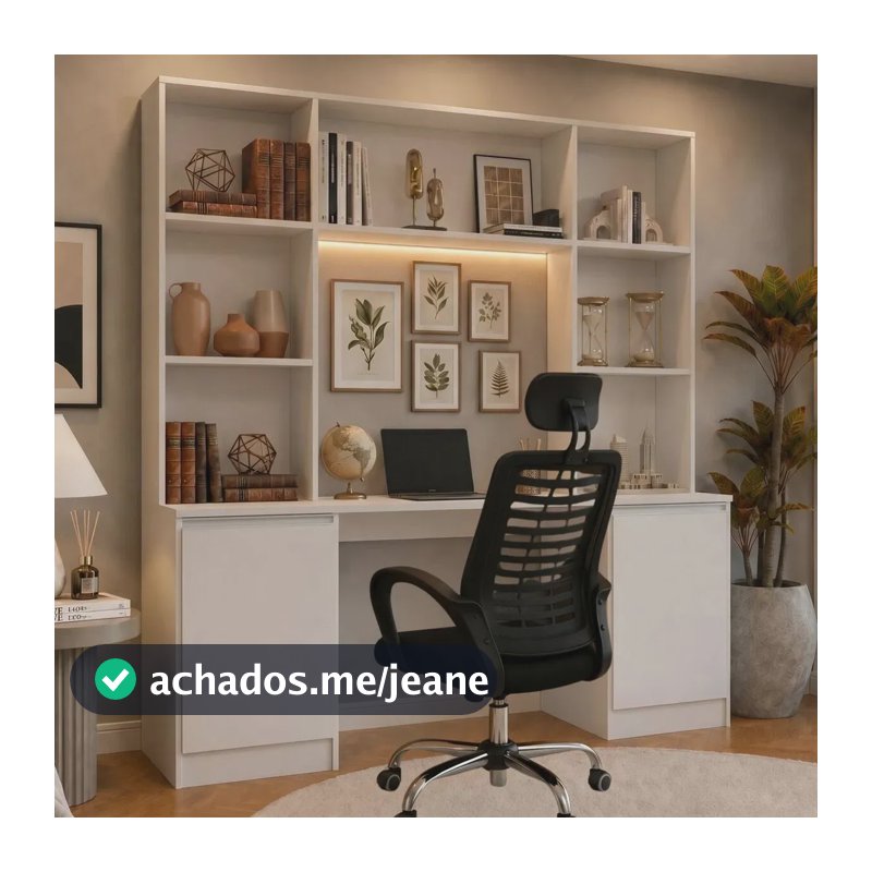 Escrivaninha com Estante Escritório 2 Portas e 5 Prateleiras Smart Multimóveis MP6075