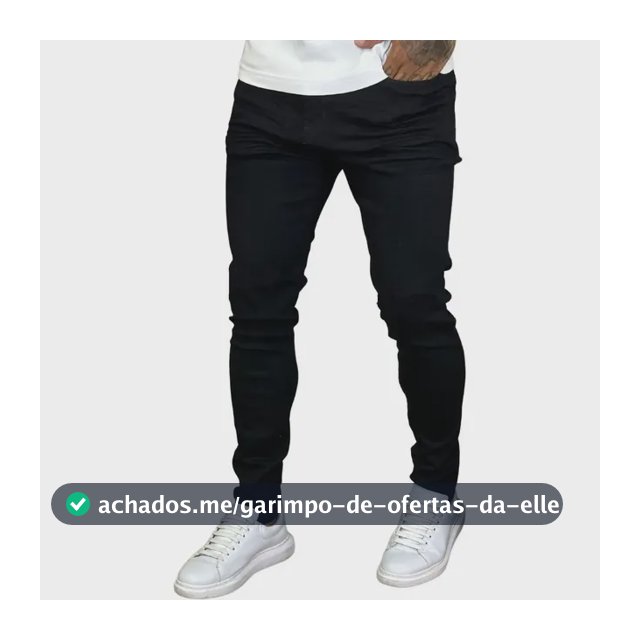 Calça Skinny Preta Masculina Jeans Com Elastano Lycra Preto 42