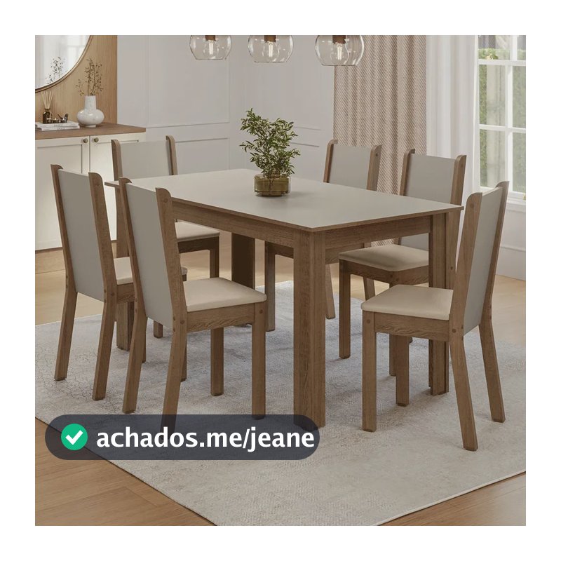 Sala Jantar Lucena Mesa Tampo Madeira 6 Cadeiras Rcsb Madesa Marrom