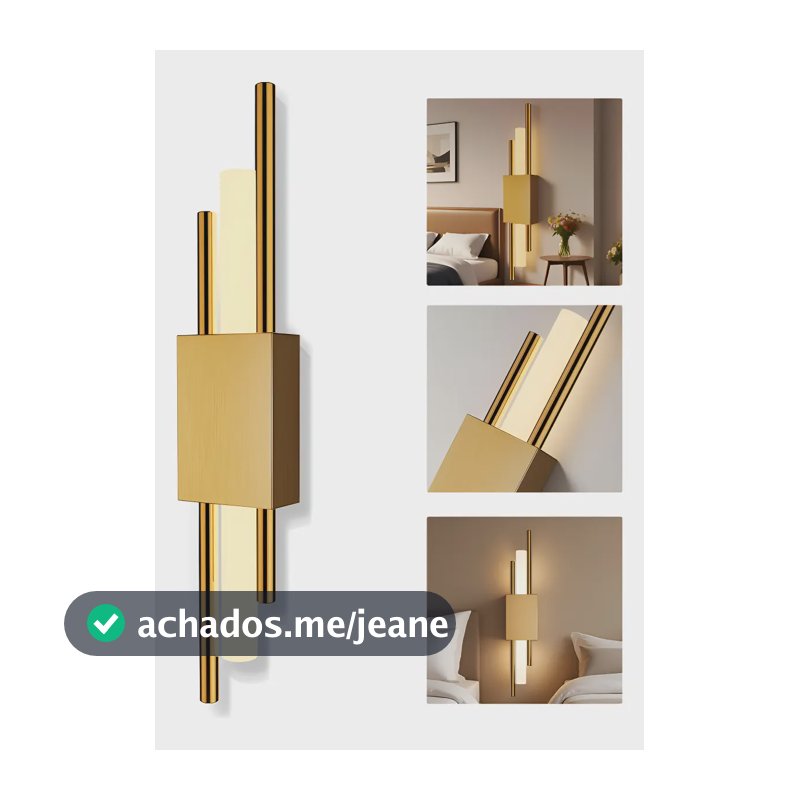 Arandela de Parede LED Dimerizável Babuu, de Alumínio Dourado, para Quarto e Sala, 30W