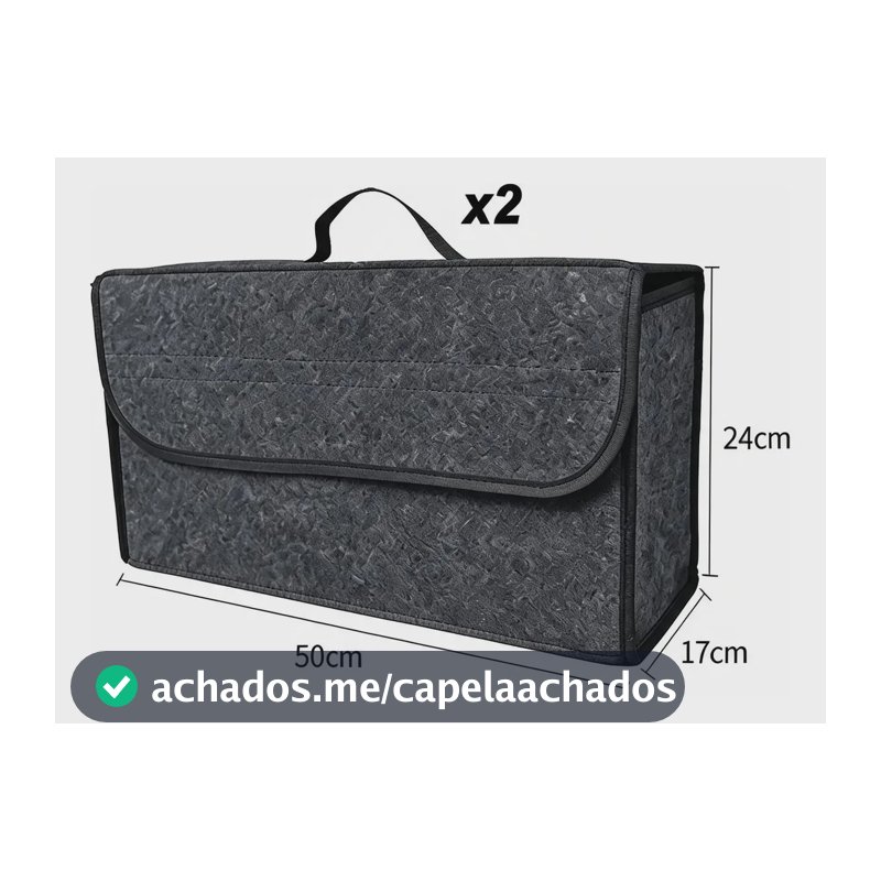 2pcs Bolsa Caixa Organizar Porta Malas Multiuso Veicular Cinza
