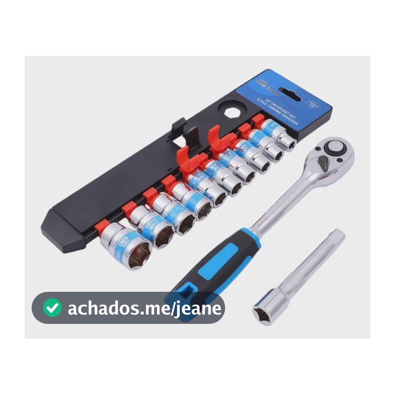 Jogo Sextavado Soquete 1/2 Com Catraca 12 Pcs E Extensão Azul-aço