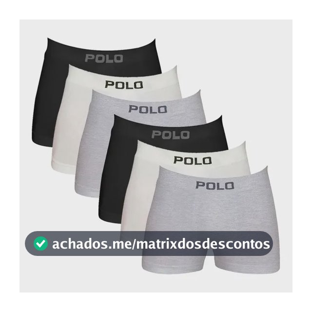 Kit 6 Cuecas Boxer Polostar 781 Algodão Sem Costura Sortido