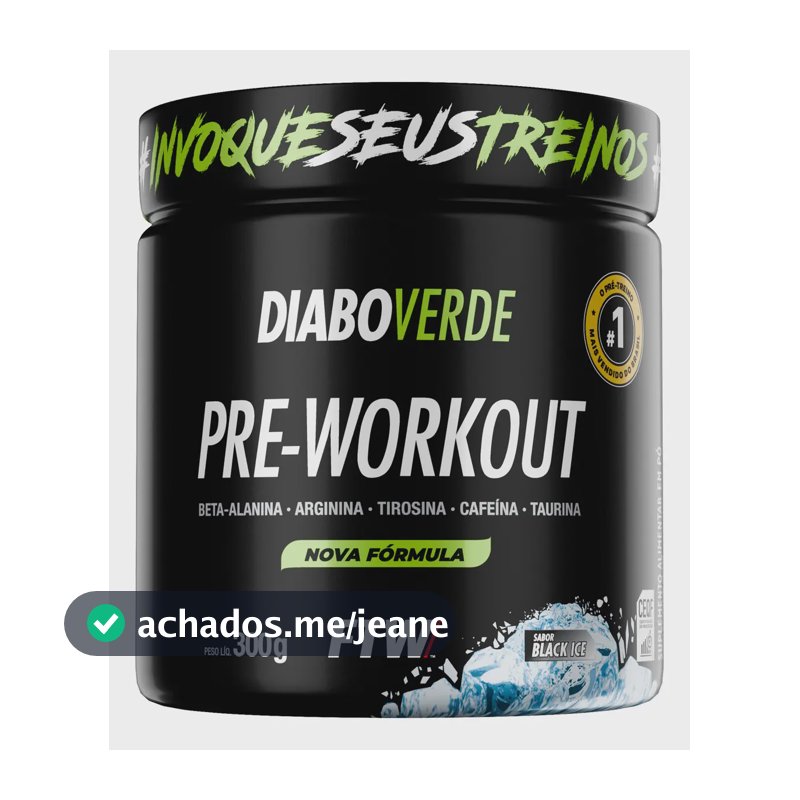 Pré Treino Pre Workout DIABO VERDE Pote 300g Sabor Black Ice FTW