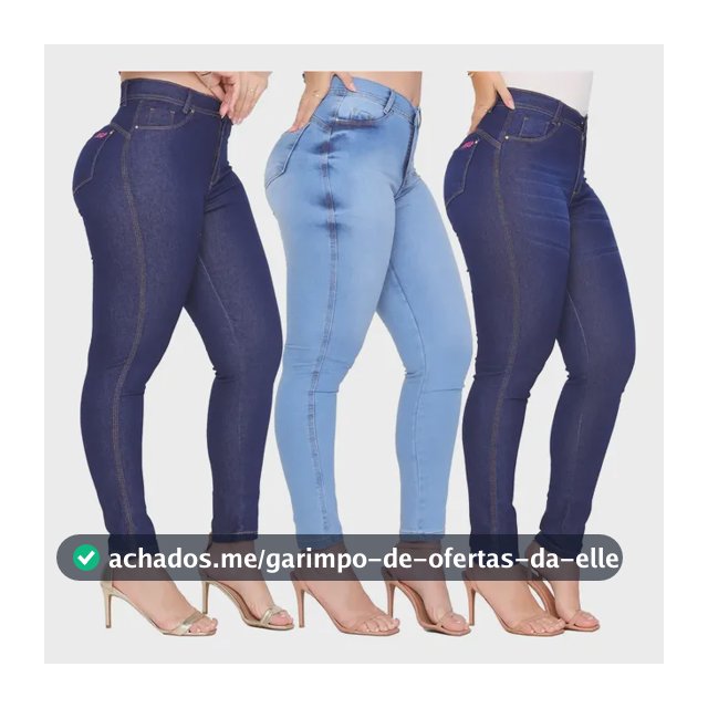Kit 3 Calça Jeans Feminina Cintura Alta C/ Elastano Lycra