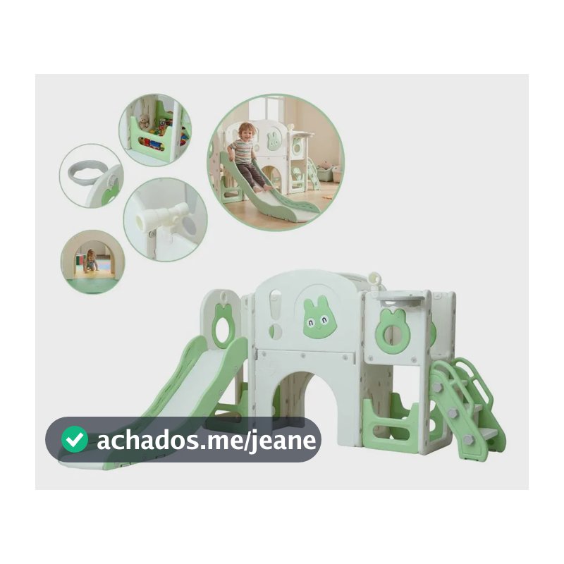 Playground 6 em 1 com Escorregador ImportWay Verde para Crianças