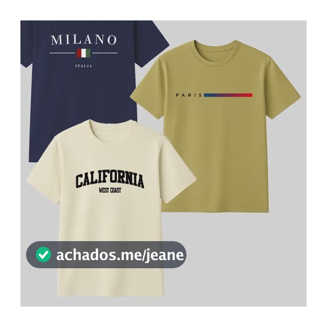 Kit 3 Camisetas Masculina 100% Algodão Premium Verão Casual