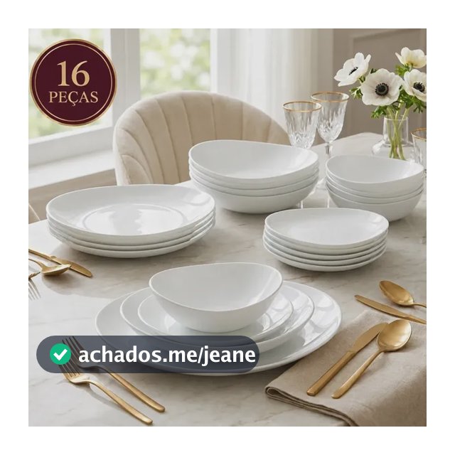 Aparelho Jogo Kit De Jantar 16 Peças Opalino Branco Pratos E Bowl Mesa Moderno Côncavo Resistente Sólar
